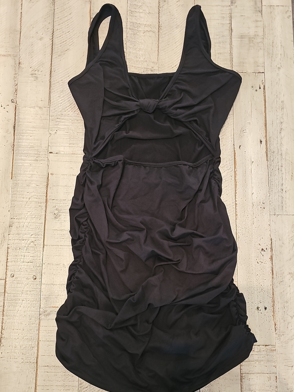 Black Ruched Cutout Knot Front Tank Bodycon Dress